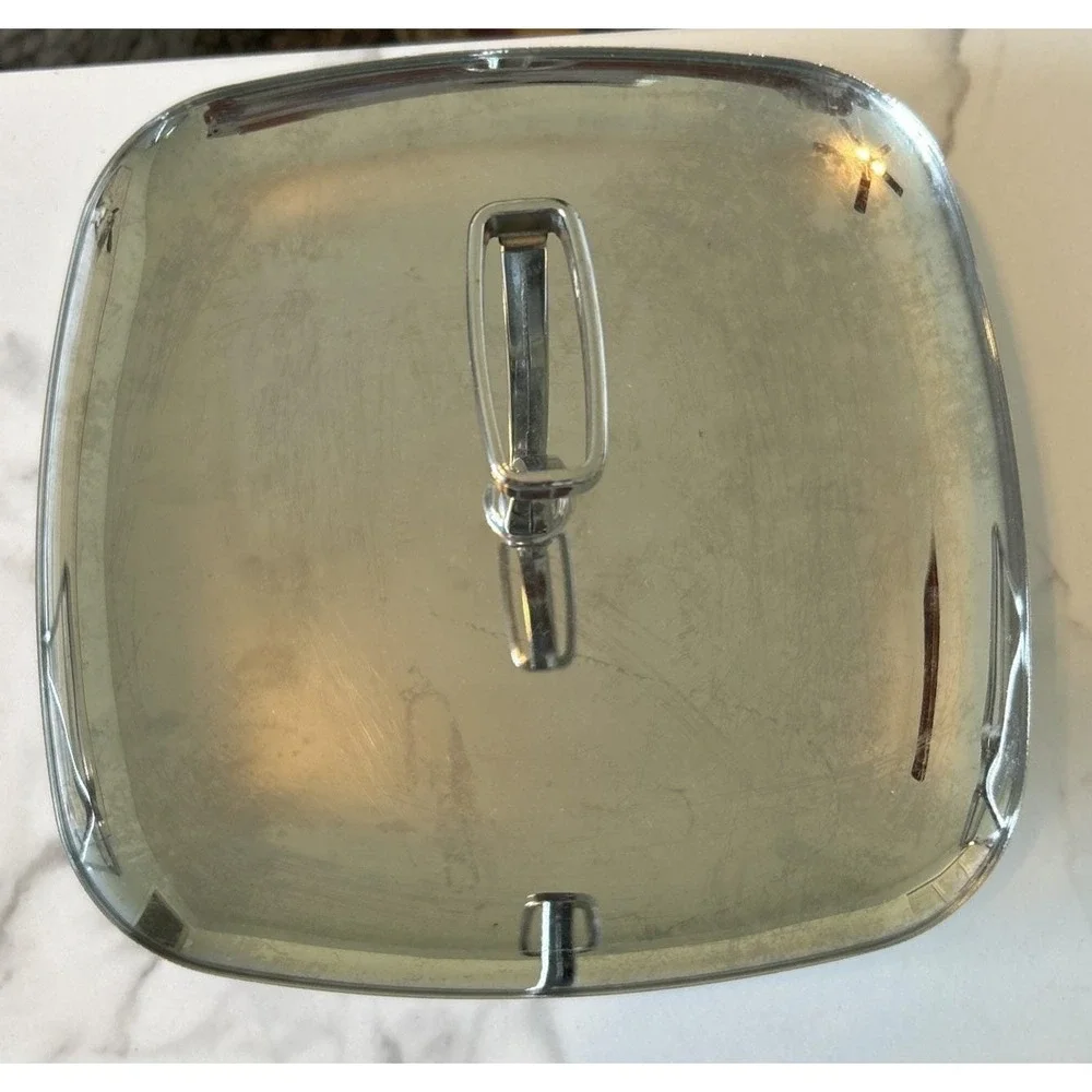 Vintage Milbern Creations Chrome Square Serving Tray MCM Pedestal Handle‎ 10x10